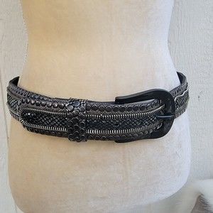 Black Studded Braided Women's Fashion Belt
